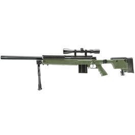 Kleinbild 1 Well MB4406D Mini-HE Snipergewehr inkl. Zweibein / Zielfernrohr Springer 6mm BB oliv