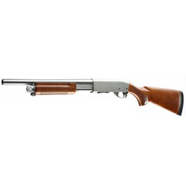 Qingliu M870 Medium-Type Shotgun Vollmetall Echtholz Springer 6mm BB silber