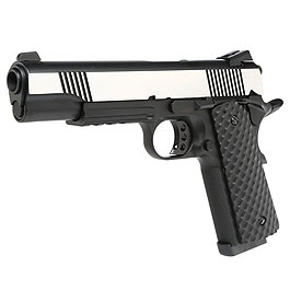 Nuprol Raven M1911 MEU Railed Vollmetall GBB 6mm BB silber / schwarz