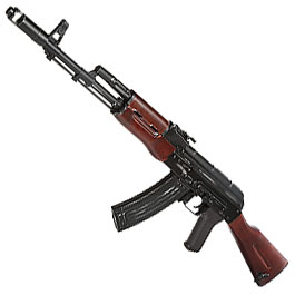 APS AK-74 Vollmetall Echtholz BlowBack S-AEG 6mm BB schwarz - Used Look Edition