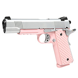 Nuprol Raven M1911 MEU Railed Vollmetall GBB 6mm BB silber / pink