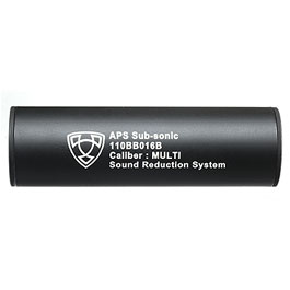 APS Sub-Sonic Aluminium Suppressor 110 x 33mm 14mm+ / 14mm- schwarz Bild 2
