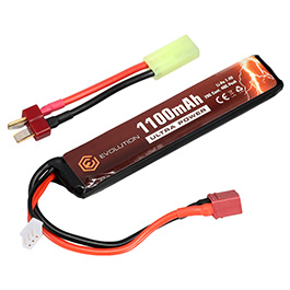 Evolution Ultra-Power LiPo Akku 7,4V 1100mAh 20C / 40C Stock-Tube Type m. T-Stecker + Mini-Tam Adapter