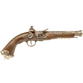 HFC Pirate Flintlock Pistole 18th Century Vollmetall CO2 holzoptik gold Bild 2