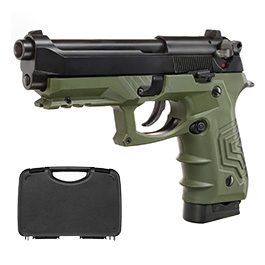 Ersatzteilset HFC M92 GripTac Vollmetall CO2 BlowBack 6mm BB oliv inkl. Pistolenkoffer