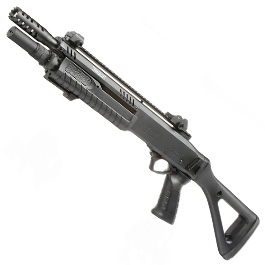 VFC / BO Manufacture Fabarm STF12 Compact 11 Zoll Vollmetall Pump Action Gas Shotgun 6mm BB schwarz