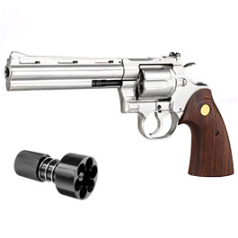 King Arms .357 Python 6 Zoll Revolver Vollmetall Gas 6mm BB Chrome-Finish