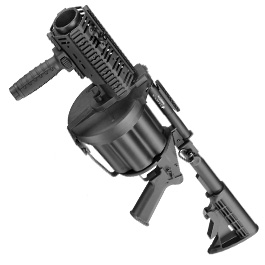 ICS MGL 40mm Airsoft Revolver-Granatwerfer Long Rail System Version schwarz - Short Barrel