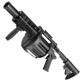 ICS MGL 40mm Airsoft Revolver-Granatwerfer Long Rail System Version schwarz - Long Barrel