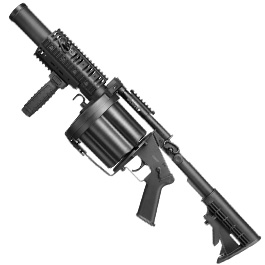ICS MGL 40mm Airsoft Revolver-Granatwerfer Long Rail System Version schwarz - Long Barrel Bild 1 xxx: