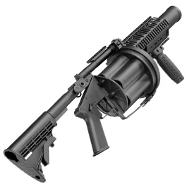 ICS MGL 40mm Airsoft Revolver-Granatwerfer Long Rail System Version schwarz - Long Barrel Bild 3