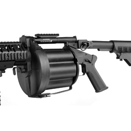 ICS MGL 40mm Airsoft Revolver-Granatwerfer Long Rail System Version schwarz - Long Barrel Bild 8