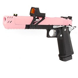 Nuprol Raven Hi-Capa Dragon 7 Split-Slide mit HD5141 LPZ Vollmetall GBB 6mm BB pink / schwarz