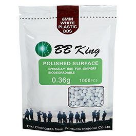 BB King Sniper Precision BIO BBs 0.36g 1.000er Beutel weiss