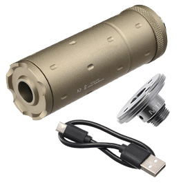 Acetech Lighter BT Aluminium Silencer Mini Tracer Unit / Chronograph inkl. LiPo Akku 11mm+ / 14mm- Tan