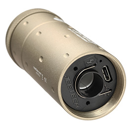 Acetech Lighter BT Aluminium Silencer Mini Tracer Unit / Chronograph inkl. LiPo Akku 11mm+ / 14mm- Tan Bild 6