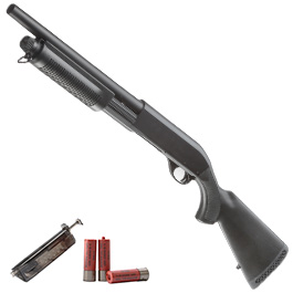 Cyma M870 Sheriff Shotgun Medium-Type Tri-Barrel Vollmetall Springer 6mm BB schwarz