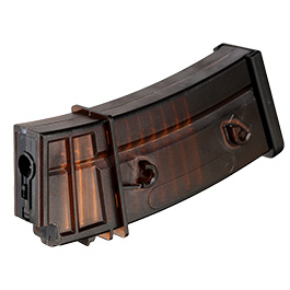 Double Bell G36 Magazin Low-Cap 50 Schuss schwarz-transparent mit Deko-Patronen