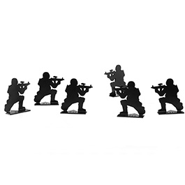Double Bell Soldiers Stand em Up Combat Targets Metall-Schießfiguren 6 Stück schwarz