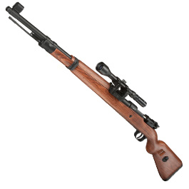Double Bell Airsoft Karabiner 98K Bolt-Action Springer Gewehr mit Hlsenauswurf inkl. 3-7x28 ZF 6mm BB Holzoptik