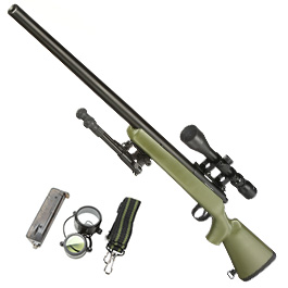 Well M700 Snipergewehr inkl. Zweibein / Zielfernrohr Springer 6mm BB oliv