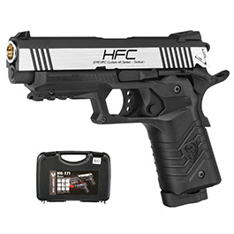 HFC M1911S Custom 45 GripTac Airsoftpistole Vollmetall CO2BB 6mm BB Dual Tone inkl. Pistolenkoffer