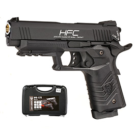 HFC M1911S Custom 45 GripTac Airsoftpistole Vollmetall CO2BB 6mm BB schwarz inkl. Pistolenkoffer