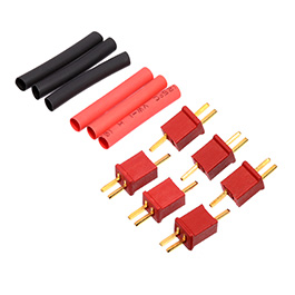 RockAmp Micro T-Plug / T-Stecker Stecker-Buchsen Set rot - 3x Stecker / 3x Buchse