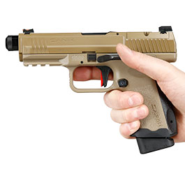 Kleinbild 3 Cybergun / AWC CANiK TP9 Elite Combat mit Metallschlitten GBB 6mm BB Flat Dark Earth