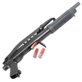 Cyma M870 Shotgun mit Stahl-Klappschaft Medium-Type Tri-Barrel Vollmetall Springer 6mm BB schwarz Bild 8