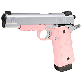 Nuprol Raven Hi-Capa R14 Vollmetall GBB 6mm BB silber / pink