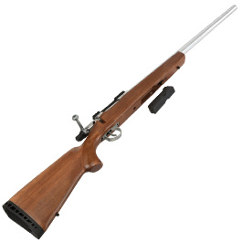 Kleinbild 5 APS / EMG Barrett Fieldcraft Gas Bolt Action Snipergewehr 6mm BB Echtholz / silber