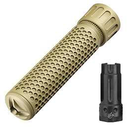 MadBull / Knight's Armament QDC Suppressor Quick Detach mit 3 Prong Flash-Hider 14mm+ Tan