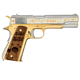 G&G GPM1911A1 D-Day 78 Anniversary Vollmetall 6mm BB gold-chrome inkl. Holzschatulle Limited Edition Bild 3
