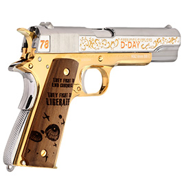 G&G GPM1911A1 D-Day 78 Anniversary Vollmetall 6mm BB gold-chrome inkl. Holzschatulle Limited Edition Bild 4
