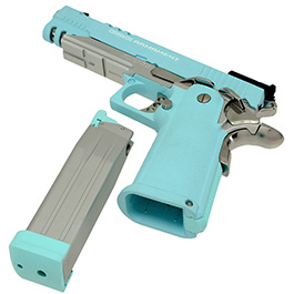 G&G GPM1911 CP Hi-Capa Metallrahmen GBB 6mm BB Macaron Blue Edition inkl. Pistolenkoffer Bild 6