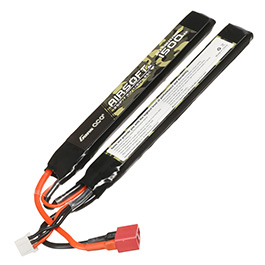 Gens Ace Airsoft LiPo Akku 7,4V 1500mAh 25C / 80C Small-Long Two-Panel Type m. T-Stecker Anschluss