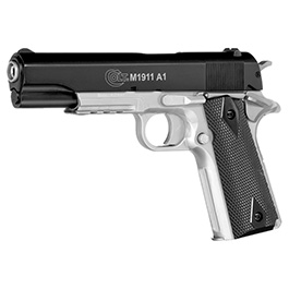 Cybergun Colt M1911A1 mit Metallschlitten H.P.A. Fire Line Springer 6mm BB Dual Tone schwarz / silber