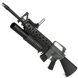 E&C M16A1 Rifle inkl. M203 Grenade Launcher Vollmetall QD-1.5 Gearbox S-AEG 6mm BB schwarz