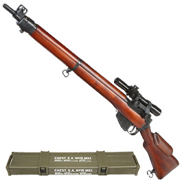 Ares Lee-Enf. SMLE No.4 MK1 Stahl Bolt-Action Gewehr mit ZF No.32 6mm BB Echtholz + Waffenkiste