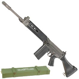VFC FN Herstal FAL Type III CNC Vollmetall Gas-Blow-Back 6mm BB schwarz inkl. Holzkiste - Deluxe Version