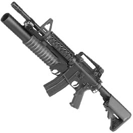 E&C M4 RIS Carbine inkl. M203 Grenade Launcher Vollmetall QD-1.5 Gearbox S-AEG 6mm BB schwarz