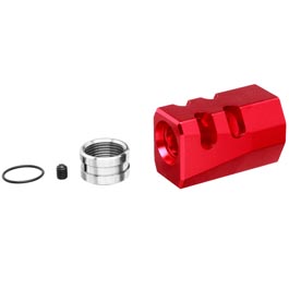 TTI Airsoft CNC Aluminium Compensator Type-B f. Pistolen mit 14mm- Auengewinde rot