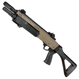 CYMA / BO Manufacture Fabarm STF12 Compact 11 Zoll Vollmetall Pump Action Gas Shotgun 6mm BB Flat Dark Earth