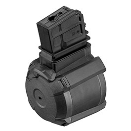 A&K G36 D-60 Style Polymer Trommelmagazin 1200 Schuss schwarz - elektrisch