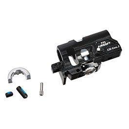 TTI Airsoft CNC Aluminium TDC-Style Hop-Up Chamber f. Tokyo Marui G17 / G19 / G34 GEN3 GBB Serie schwarz