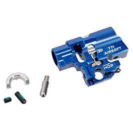 TTI Airsoft CNC Aluminium TDC-Style Hop-Up Chamber f. Tokyo Marui / Wei-ETech Hi-Capa / M1911 GBB Serie blau