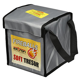 Extron Fireballs Soft Tresor 20 x 20 x 20 cm Feuerfeste Sicherheitstasche f. Brandschutzgranulat grau