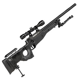 Kleinbild 4 Well L96 AWS-338 Snipergewehr inkl. Zweibein / Zielfernrohr Springer 6mm BB schwarz - Spiral Barrel Edition