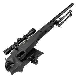 Kleinbild 6 Well L96 AWS-338 Snipergewehr inkl. Zweibein / Zielfernrohr Springer 6mm BB schwarz - Spiral Barrel Edition